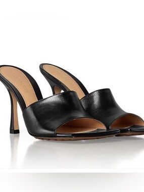 Bottega Veneta Stretch Mule 90 Black Leather Heels 36.5 Like New Worn Once